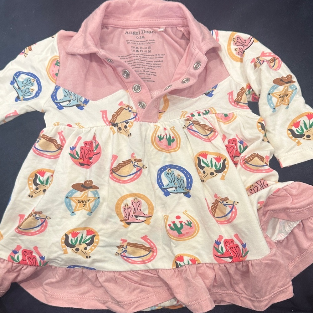 Angel Dear Baby Dress Western Motif size 0-3 months